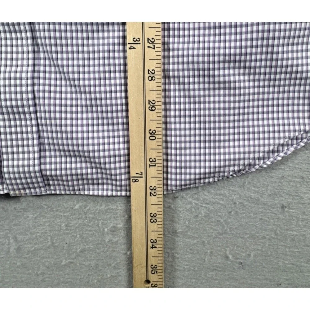 Banana Republic Mens XL Purple Check Non-Iron Tailored Slim Fit Dress Shirt LS